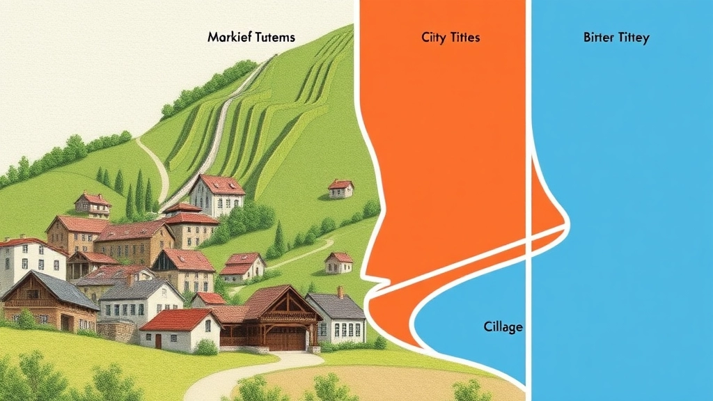 how are village town and city distinguished from each other